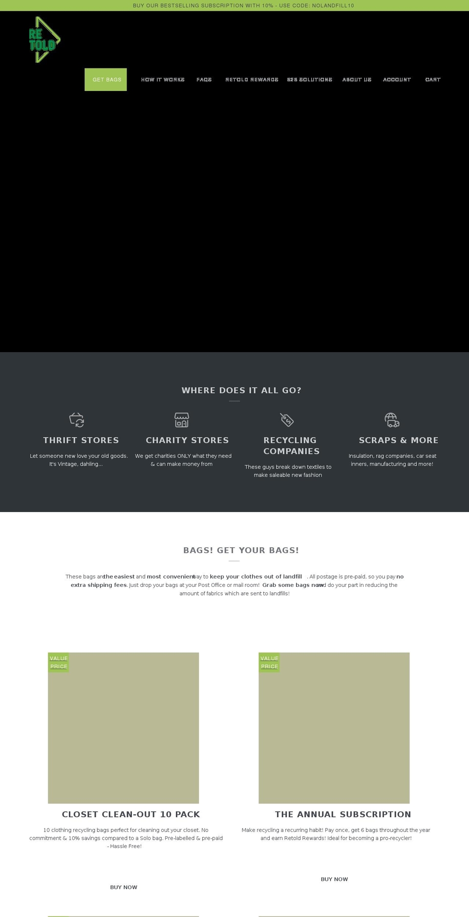 retoldrecycling.com shopify website screenshot