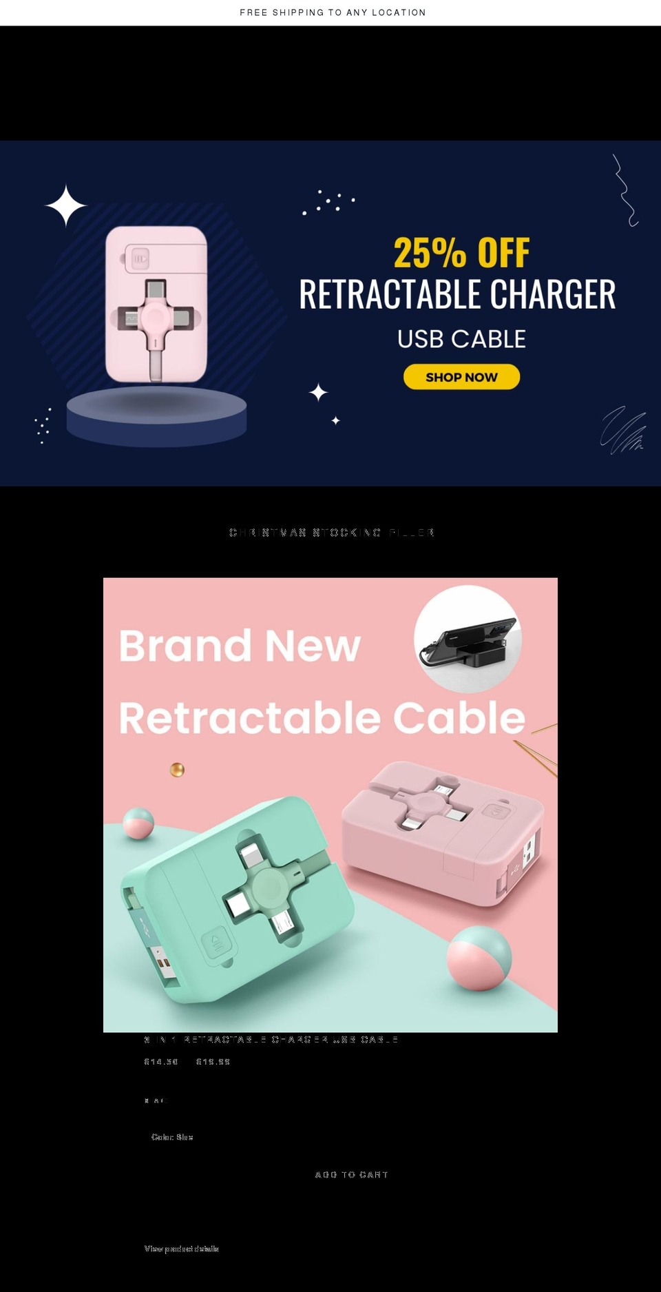 retractablecharger.com shopify website screenshot