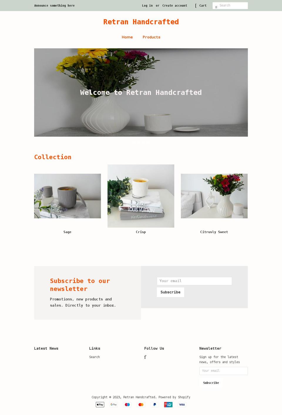 retranhandcrafted.com shopify website screenshot
