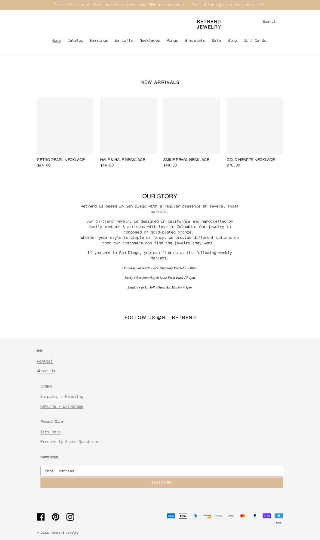 retrendjewelry.com shopify website screenshot