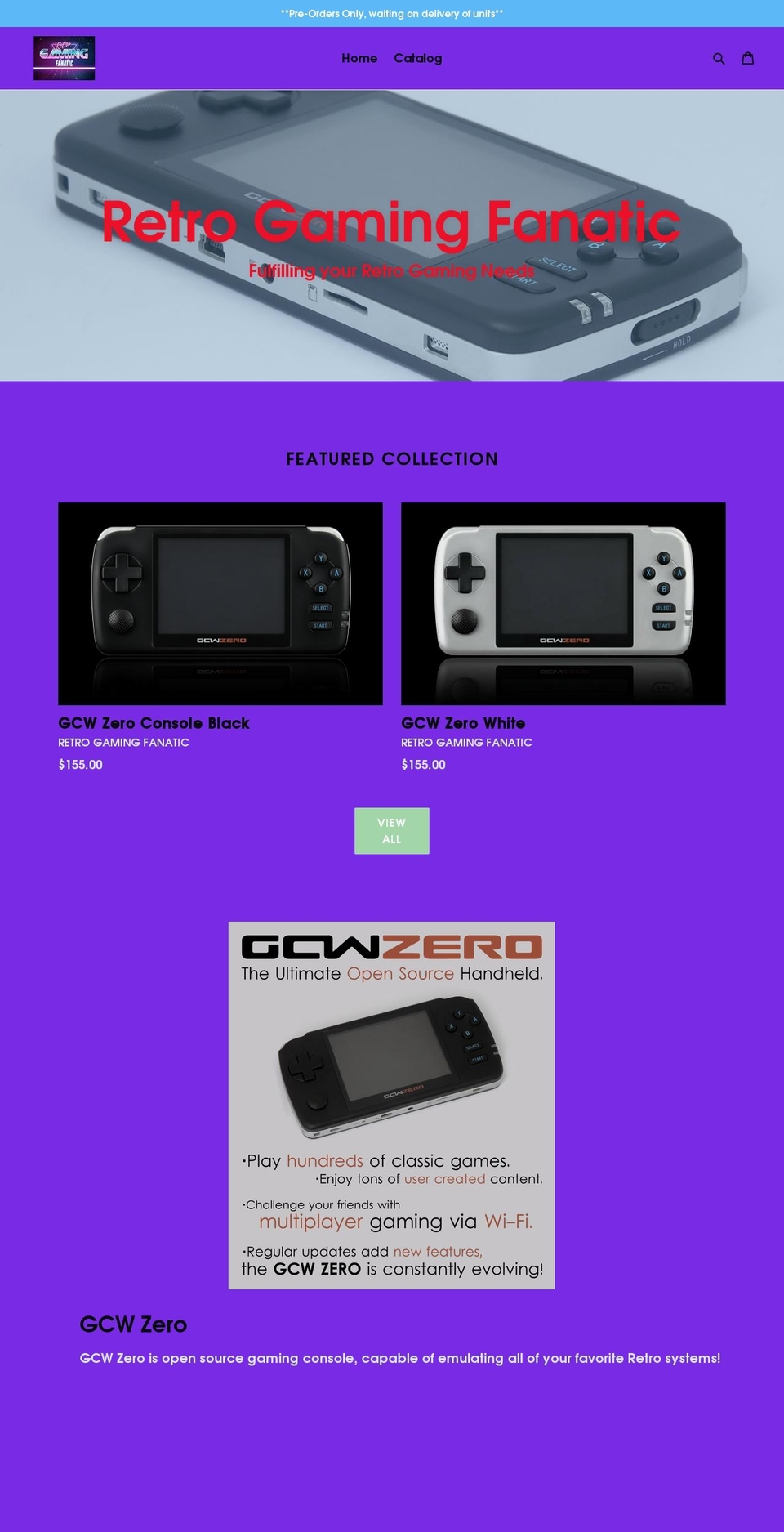 retro-gaming-fanatic.com shopify website screenshot
