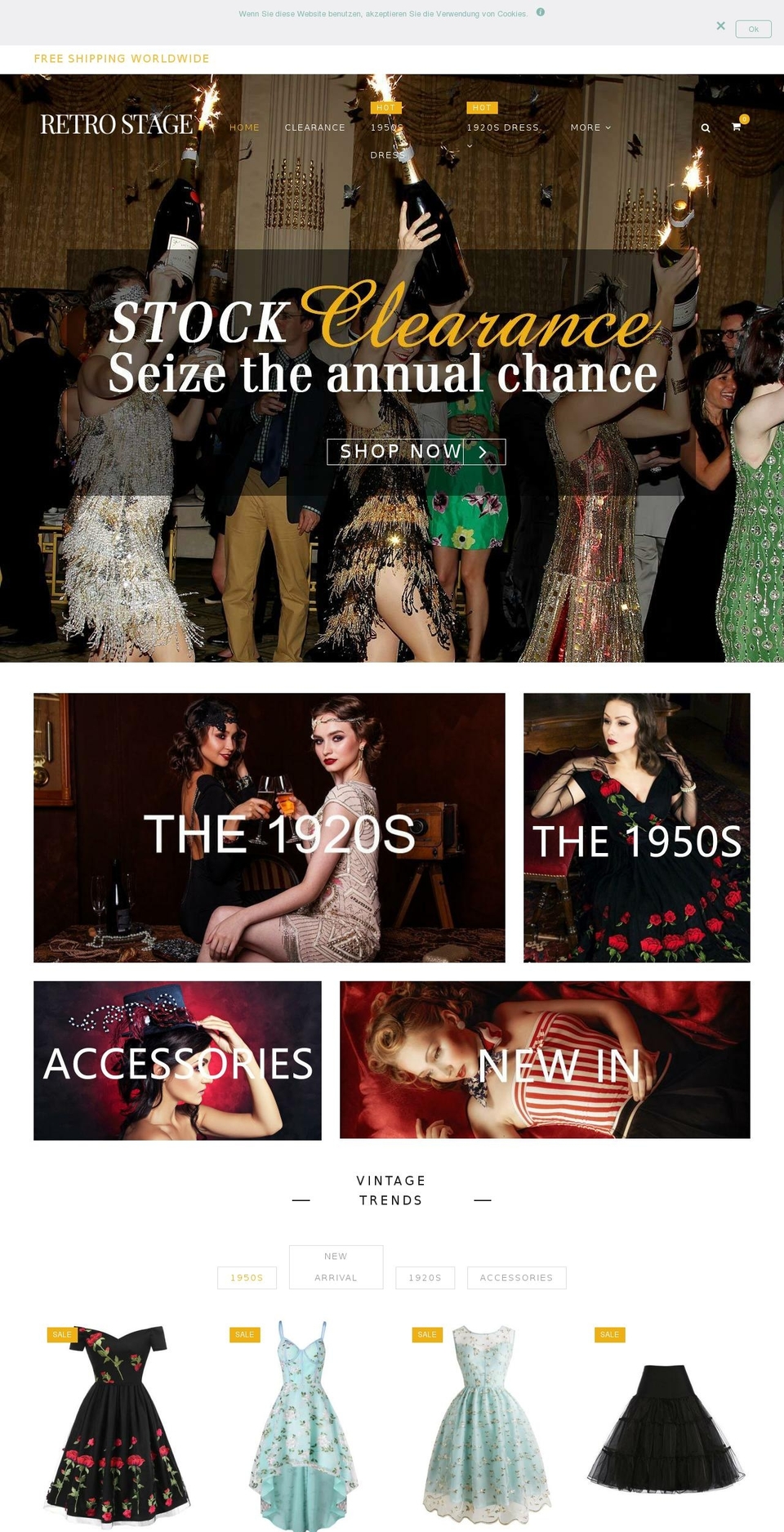 已添加页产品推荐 购物车包邮提示可优惠金额 Shopify theme site example retro-stage.com