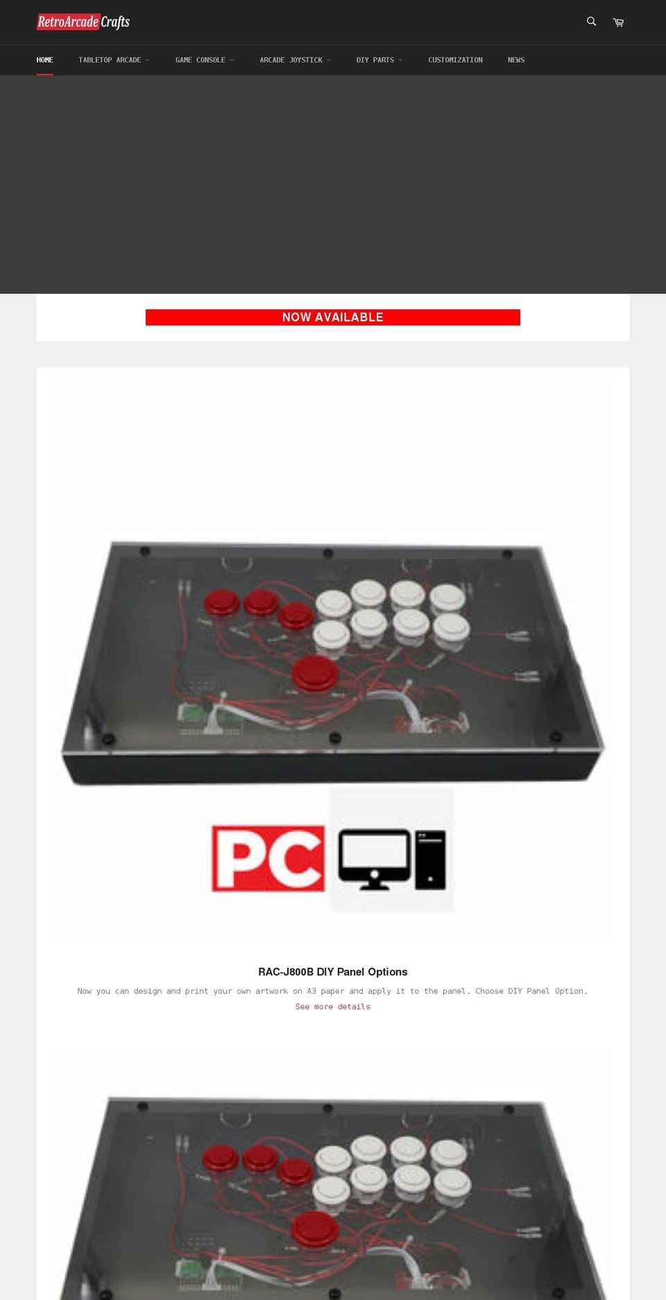retroarcadecrafts.com shopify website screenshot