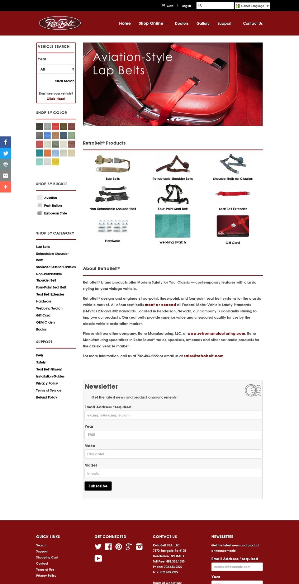 RB Shopify theme site example retrobelt.com