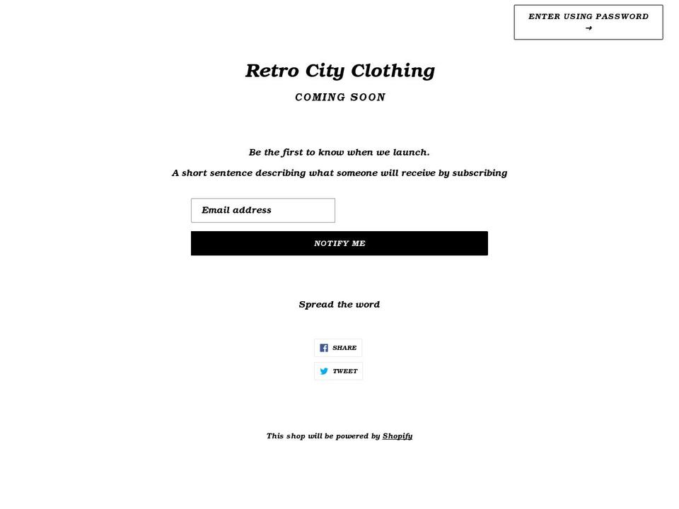 retrocityclothing.com shopify website screenshot