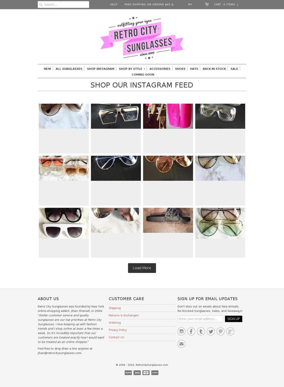 retrocitysunglasses.com shopify website screenshot