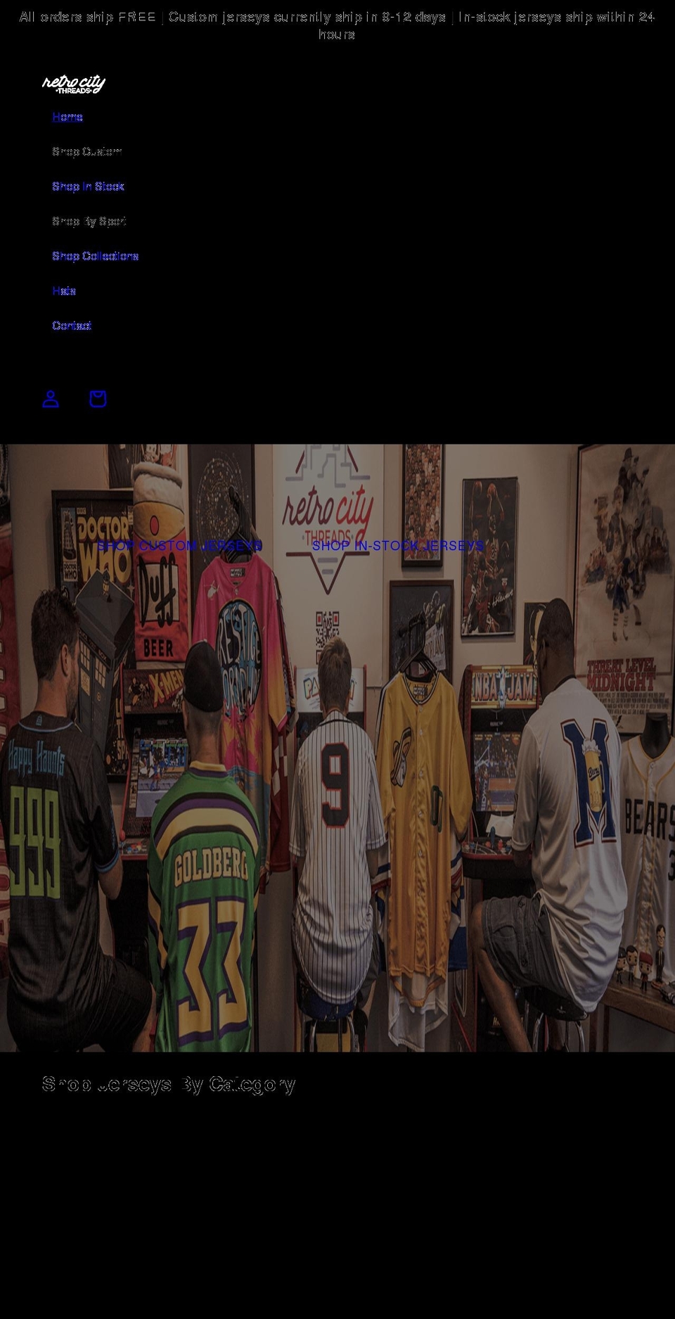 retrocitythreads.com shopify website screenshot
