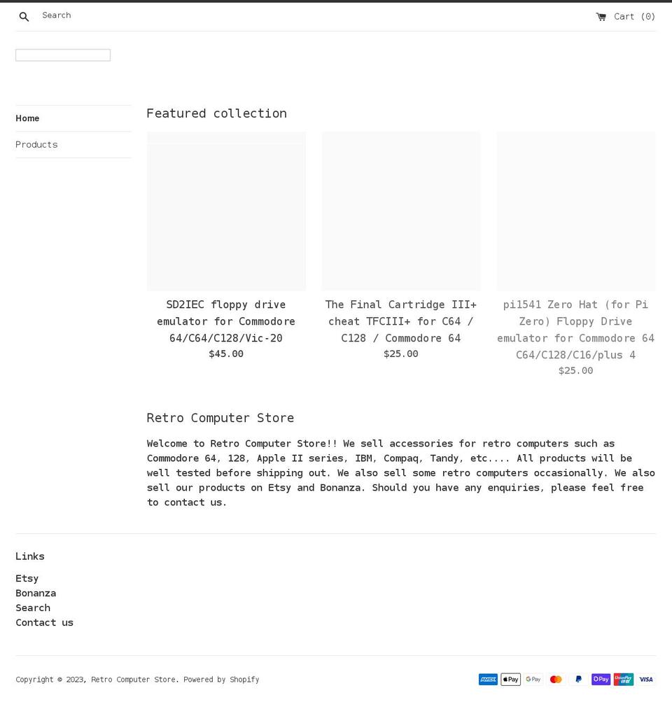 retrocomputerstore.com shopify website screenshot