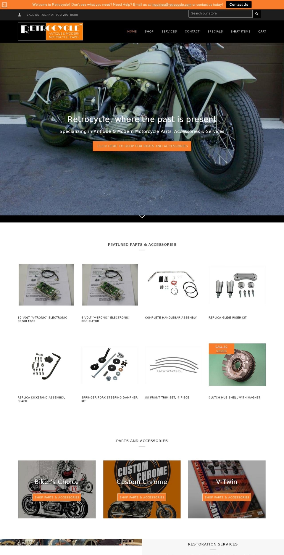 retrocycle.com shopify website screenshot