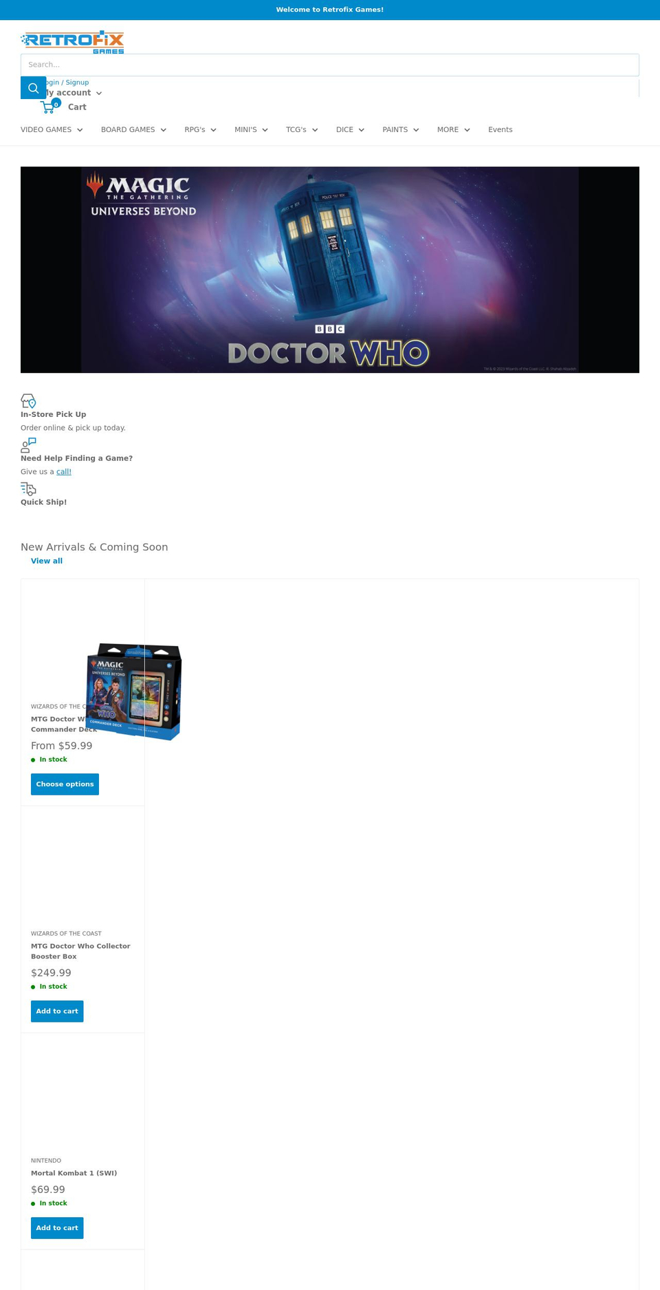 retrofixgames.com shopify website screenshot