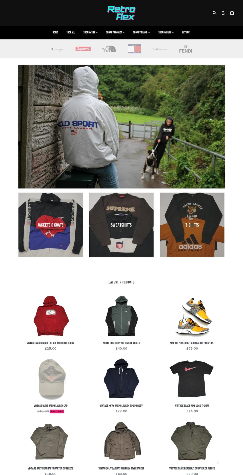 retroflexshop.co.uk shopify website screenshot