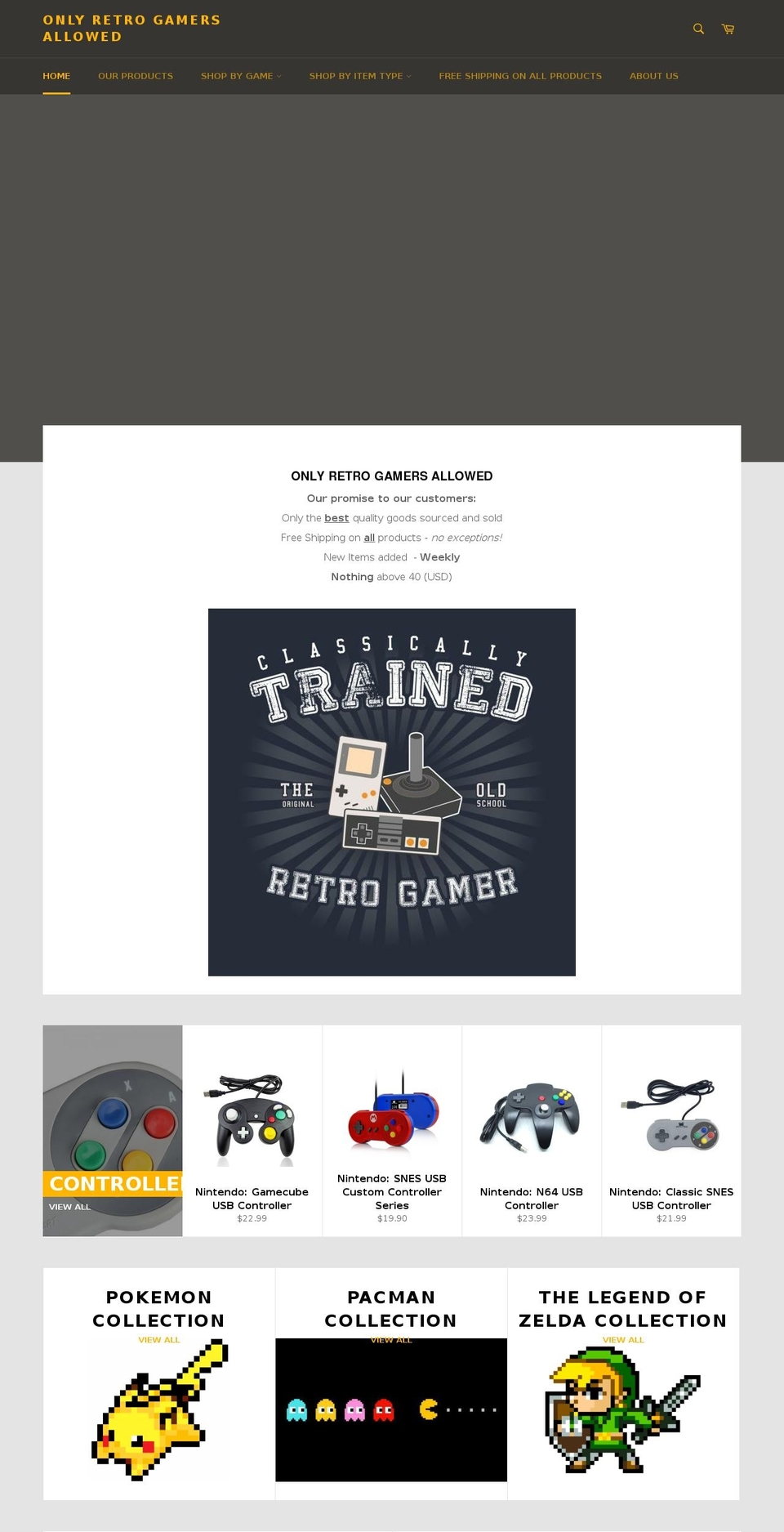 retrogamersonly.com — Shopify storefront screenshot