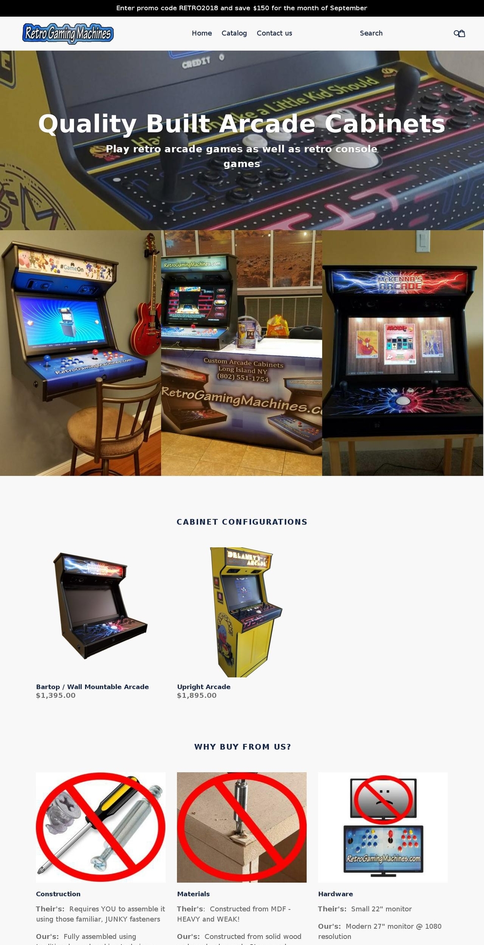retrogamingmachines.com shopify website screenshot