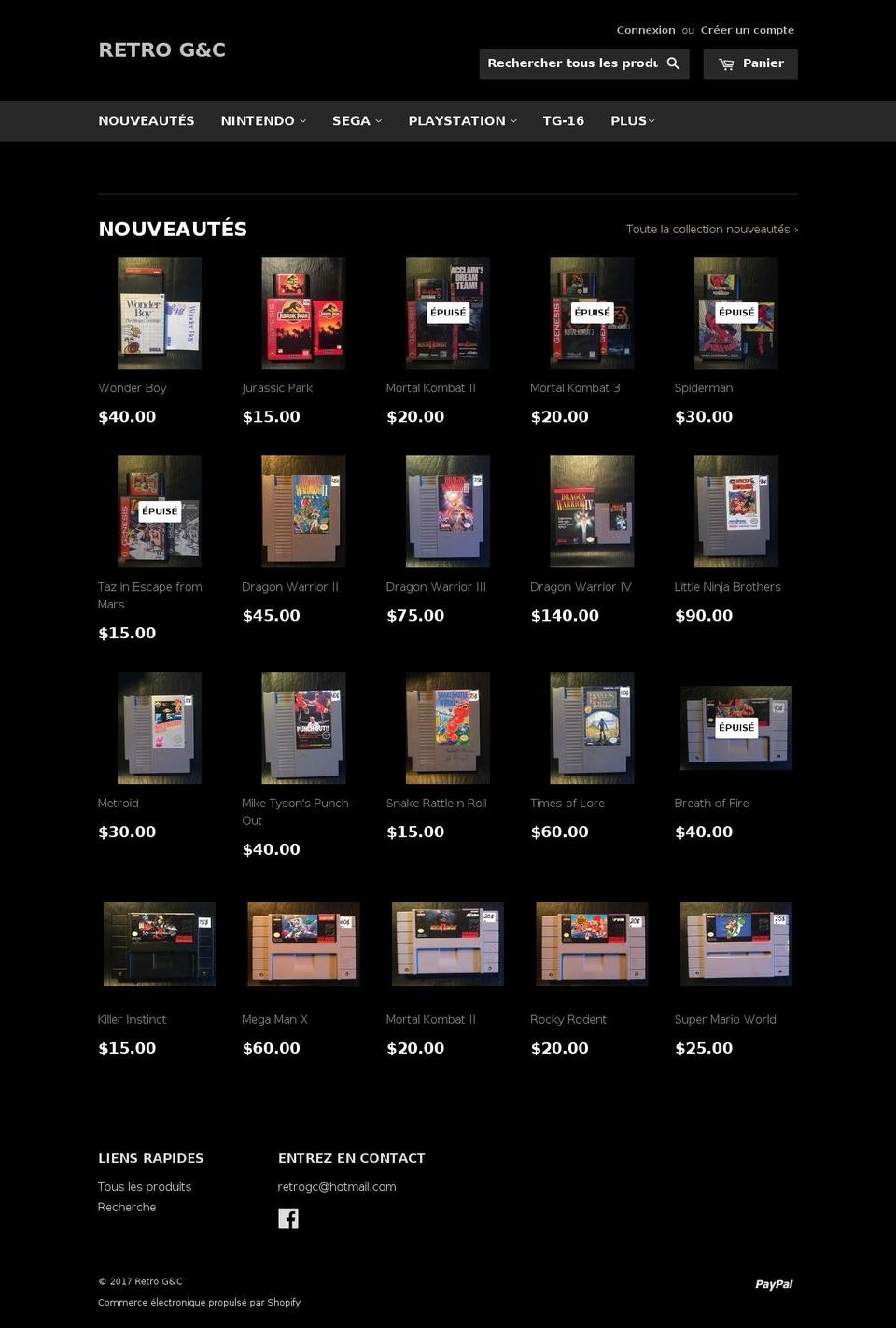 retrogc.com shopify website screenshot