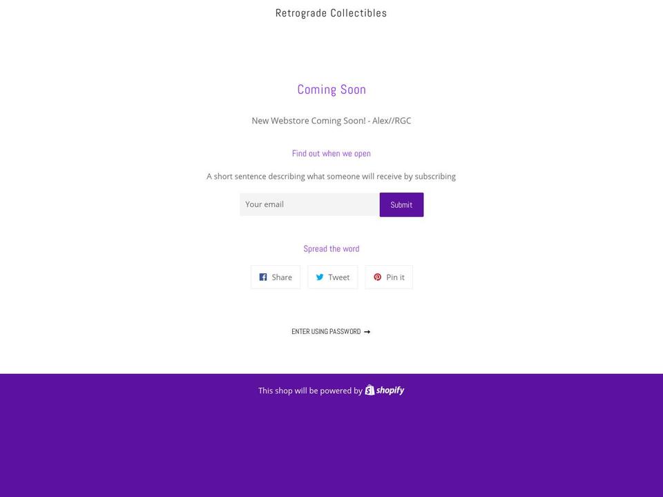 retrogradecollectibles.com shopify website screenshot