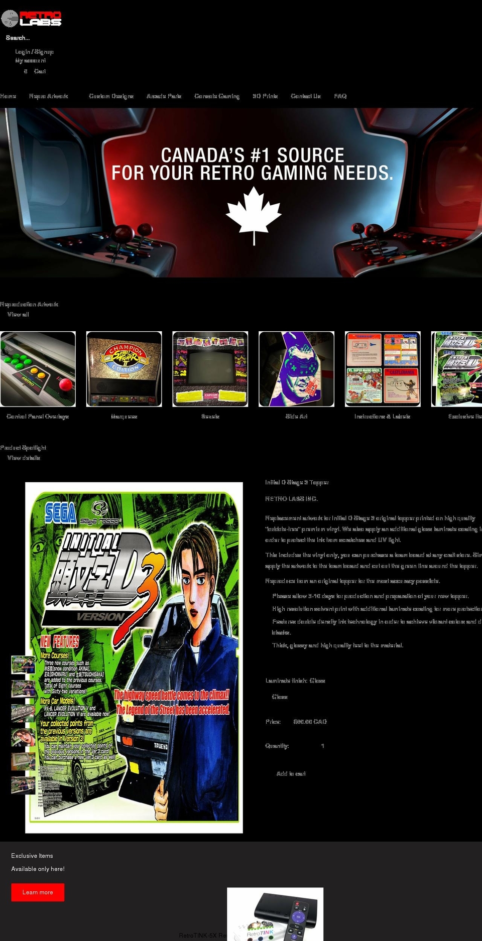 retrolabs.com shopify website screenshot