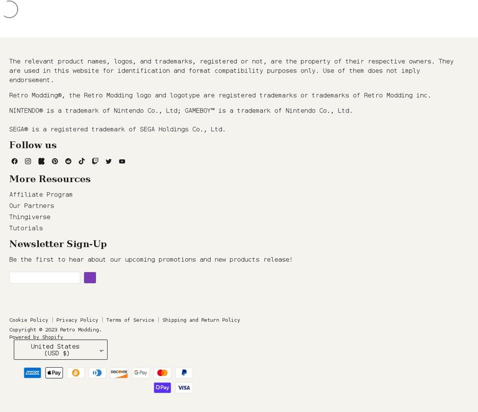 retromodding.info shopify website screenshot