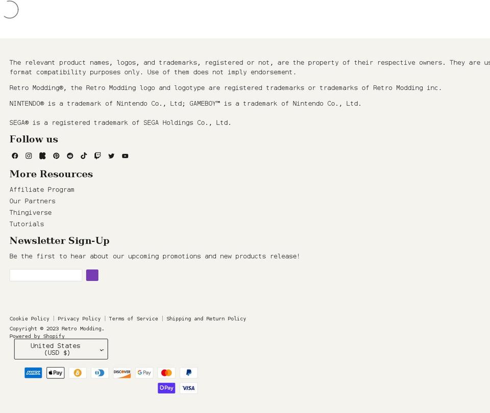 retromodding.uk shopify website screenshot