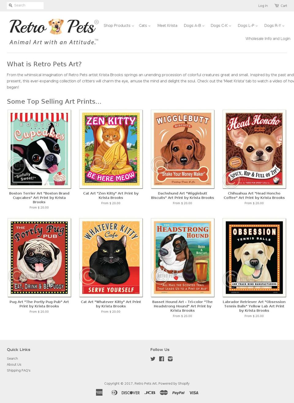 retropetsart.com shopify website screenshot