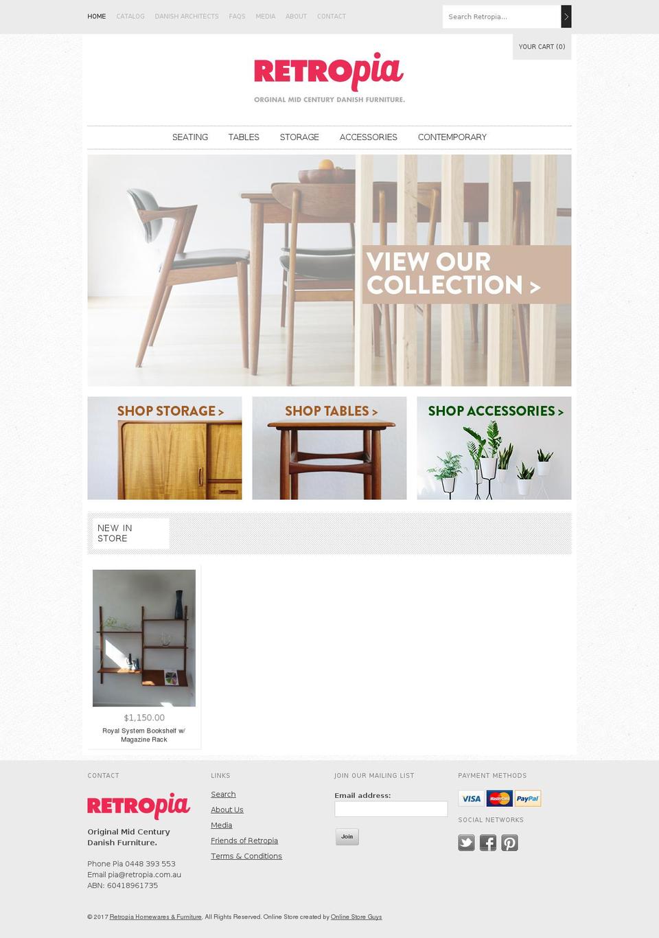 retropiahomewares.com shopify website screenshot