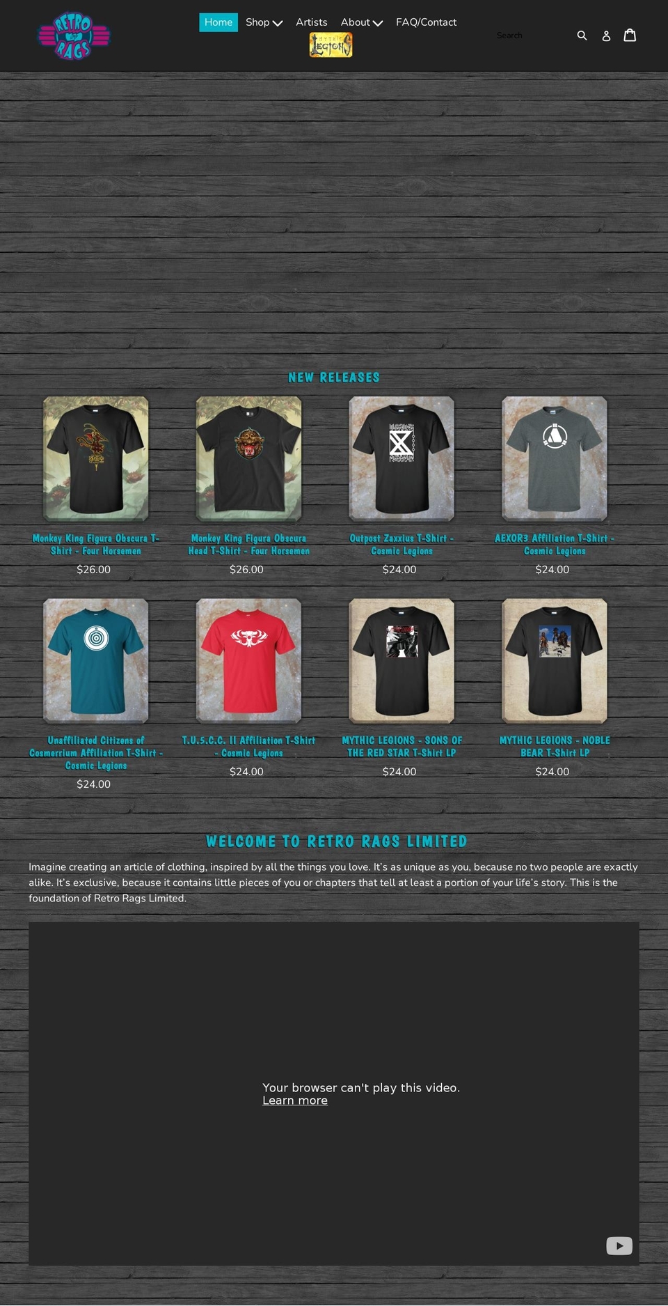 retroragslimited.com shopify website screenshot