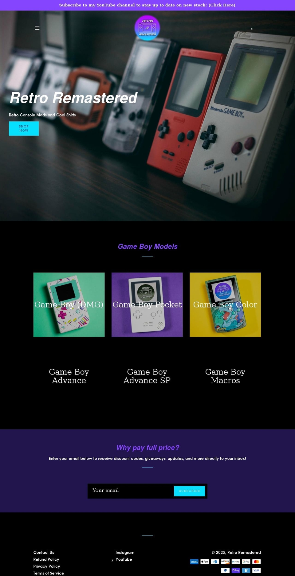 retroremastered.com shopify website screenshot