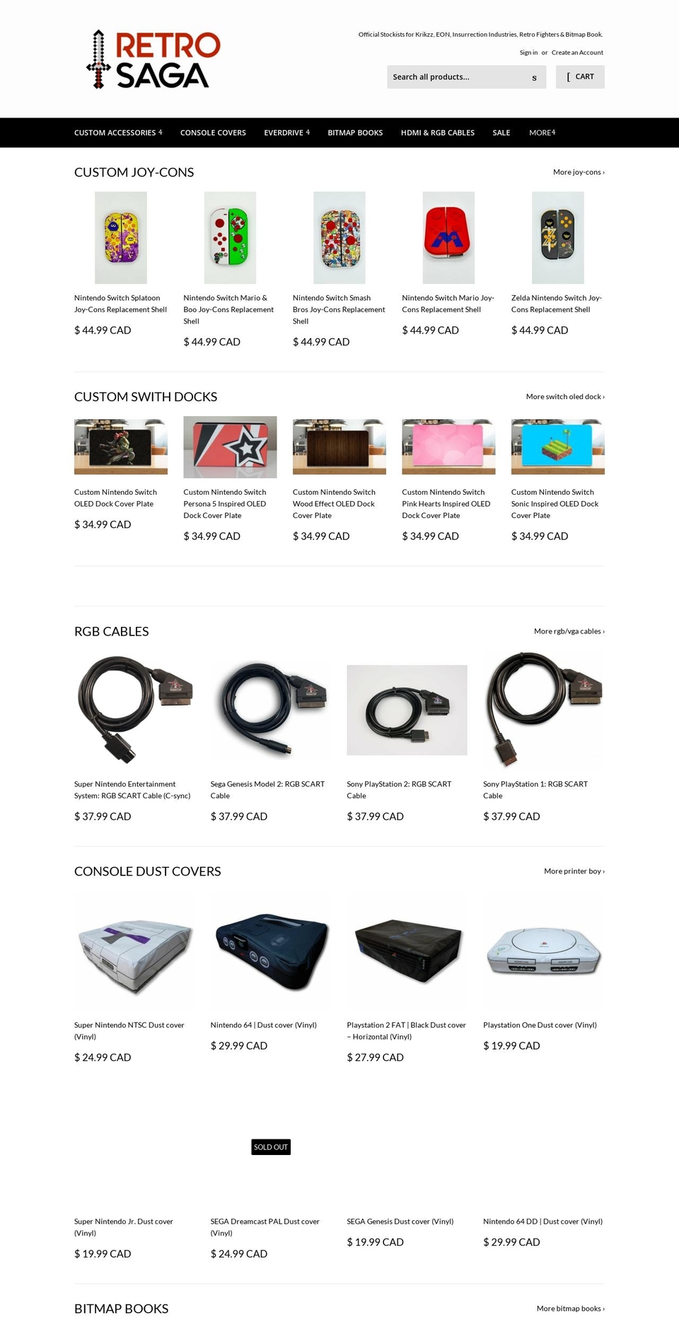 retrosaga.ca shopify website screenshot