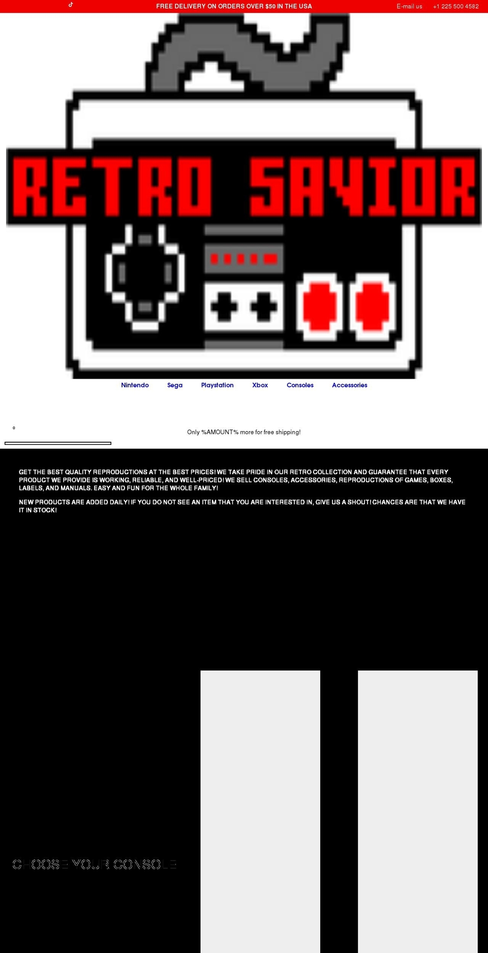 retrosavior.com shopify website screenshot