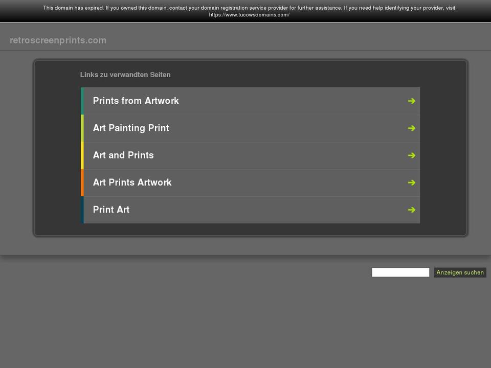 retroscreenprints.com shopify website screenshot