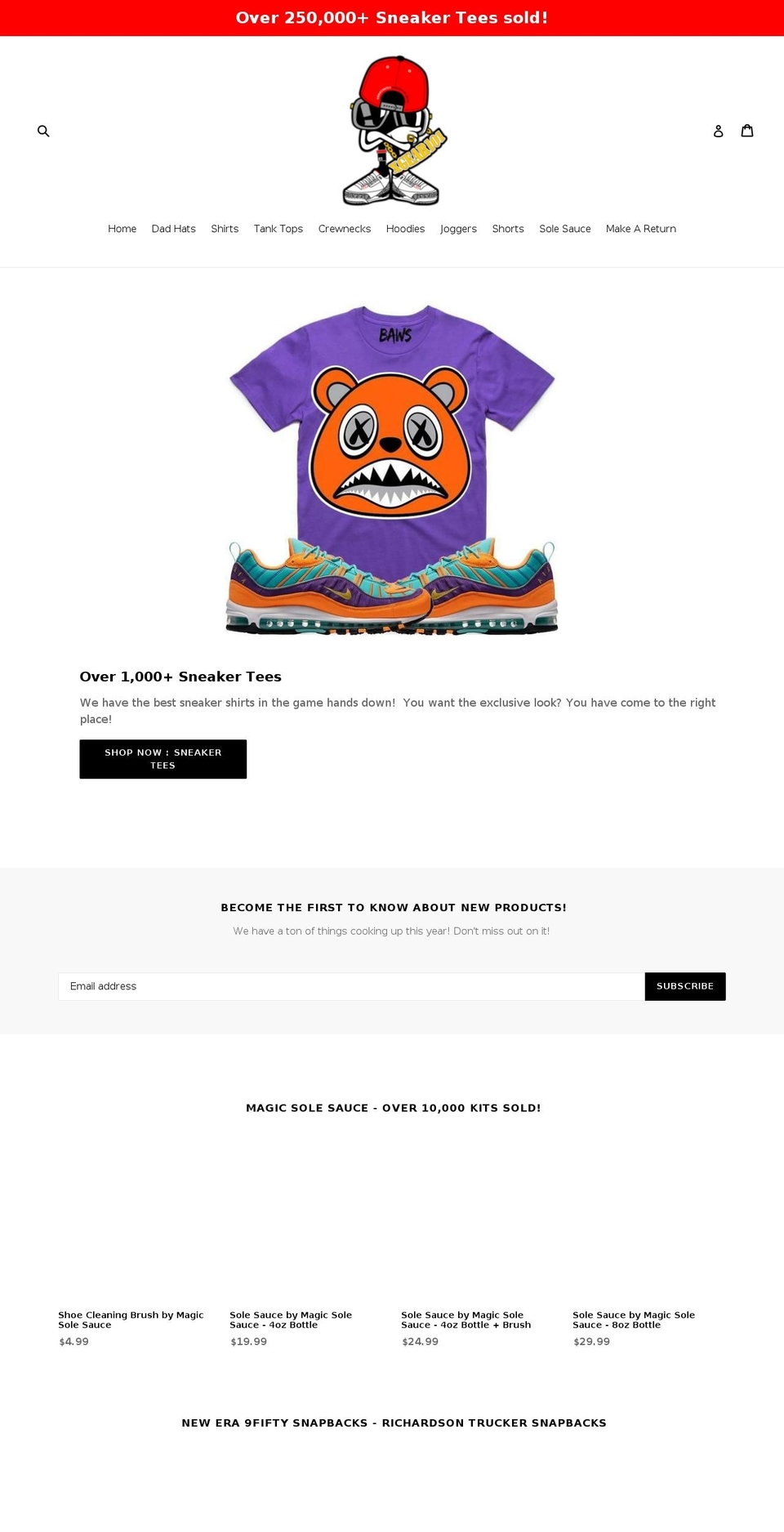 retrosneakershirt.com — Shopify storefront screenshot