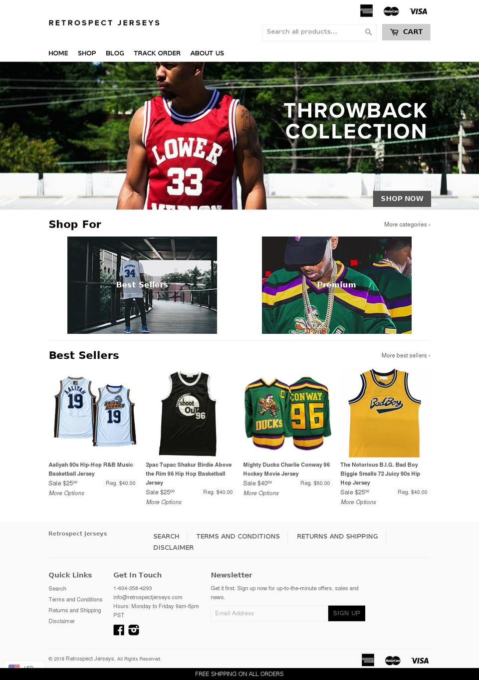 retrospectjerseys.com — Shopify storefront screenshot