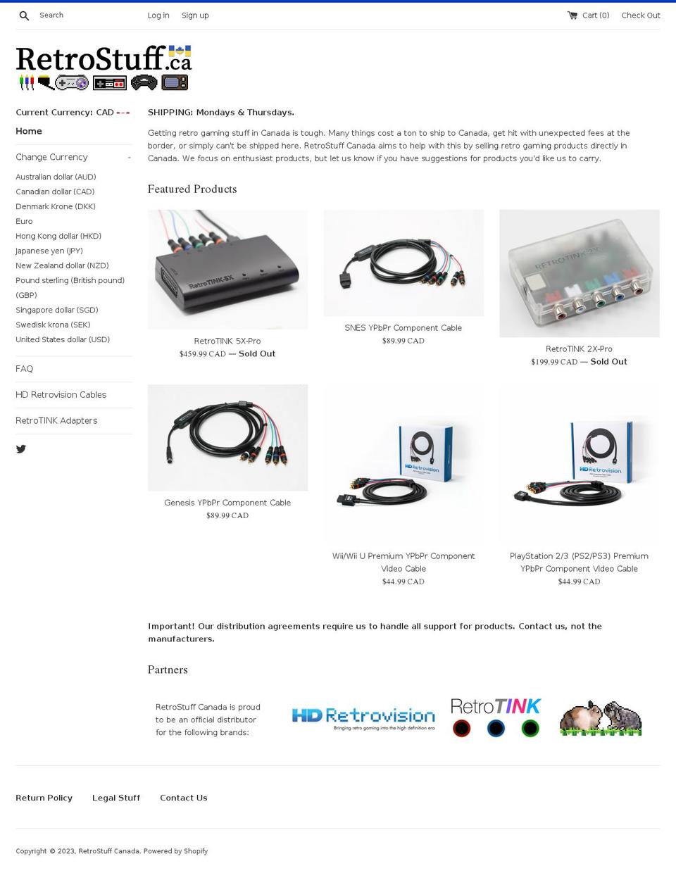 retrostuff.ca shopify website screenshot