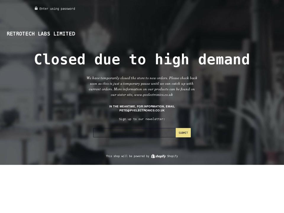 retrotechlabs.com shopify website screenshot