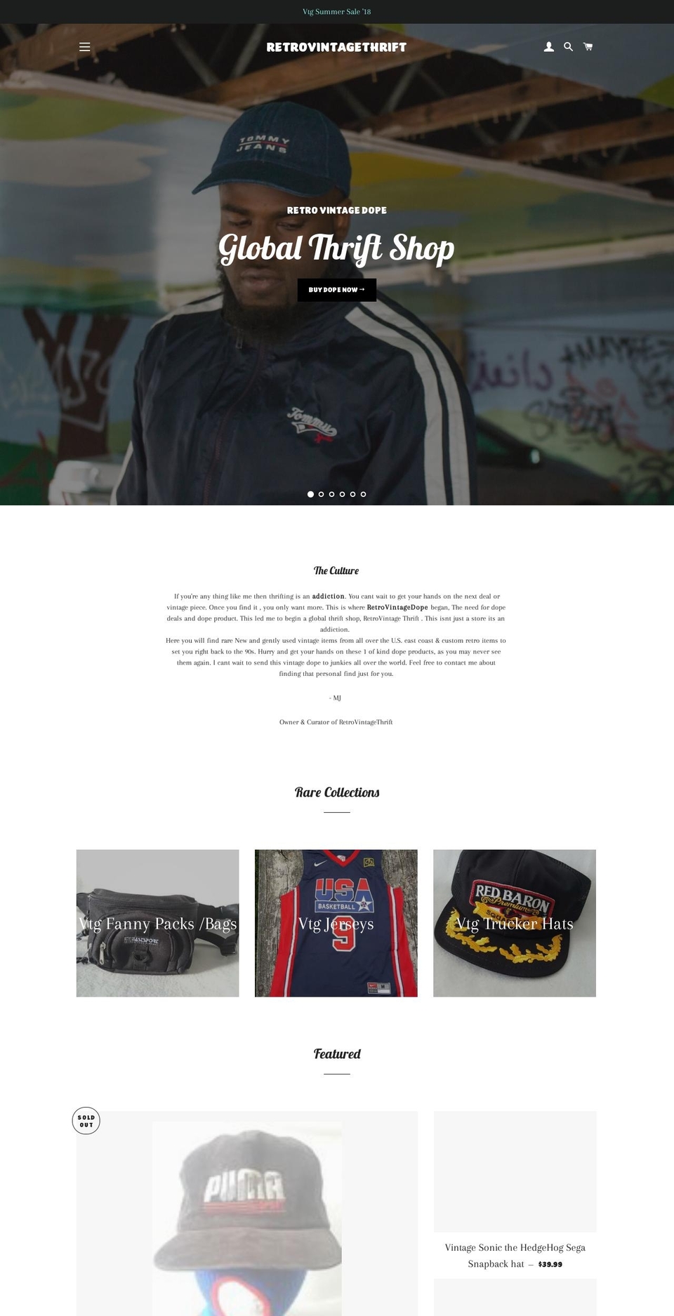 retrovintagethrift.com — Shopify storefront screenshot