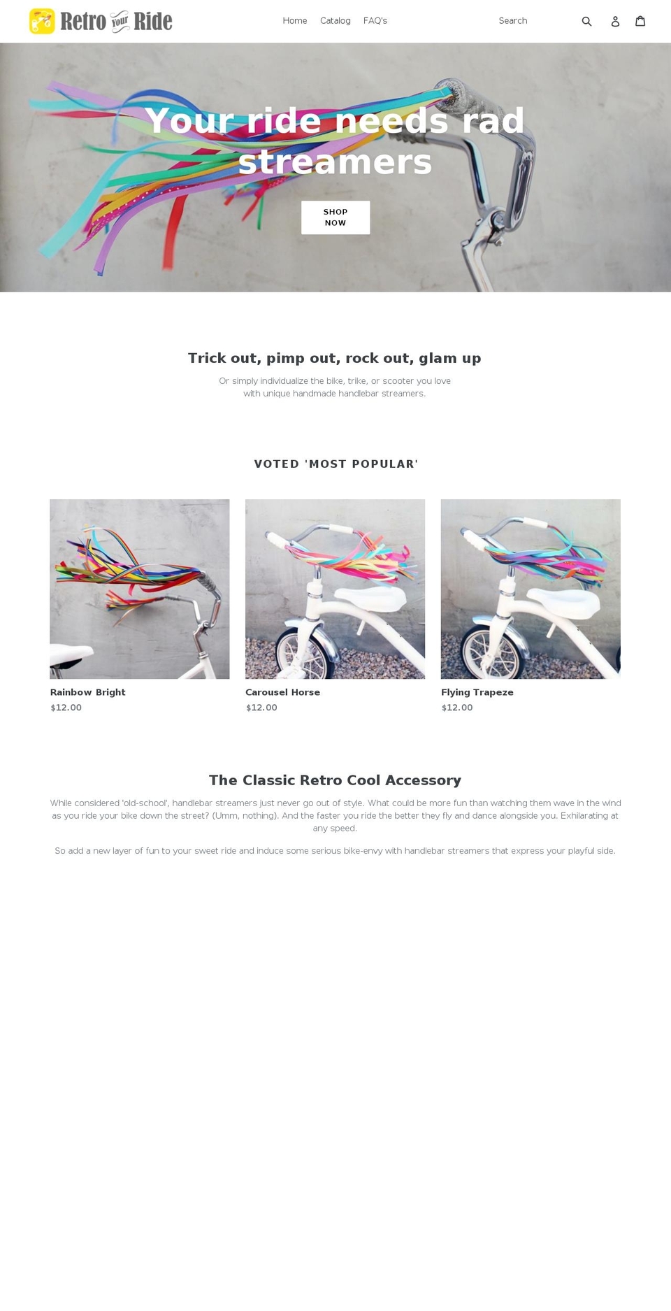 retroyourride.com — Shopify storefront screenshot