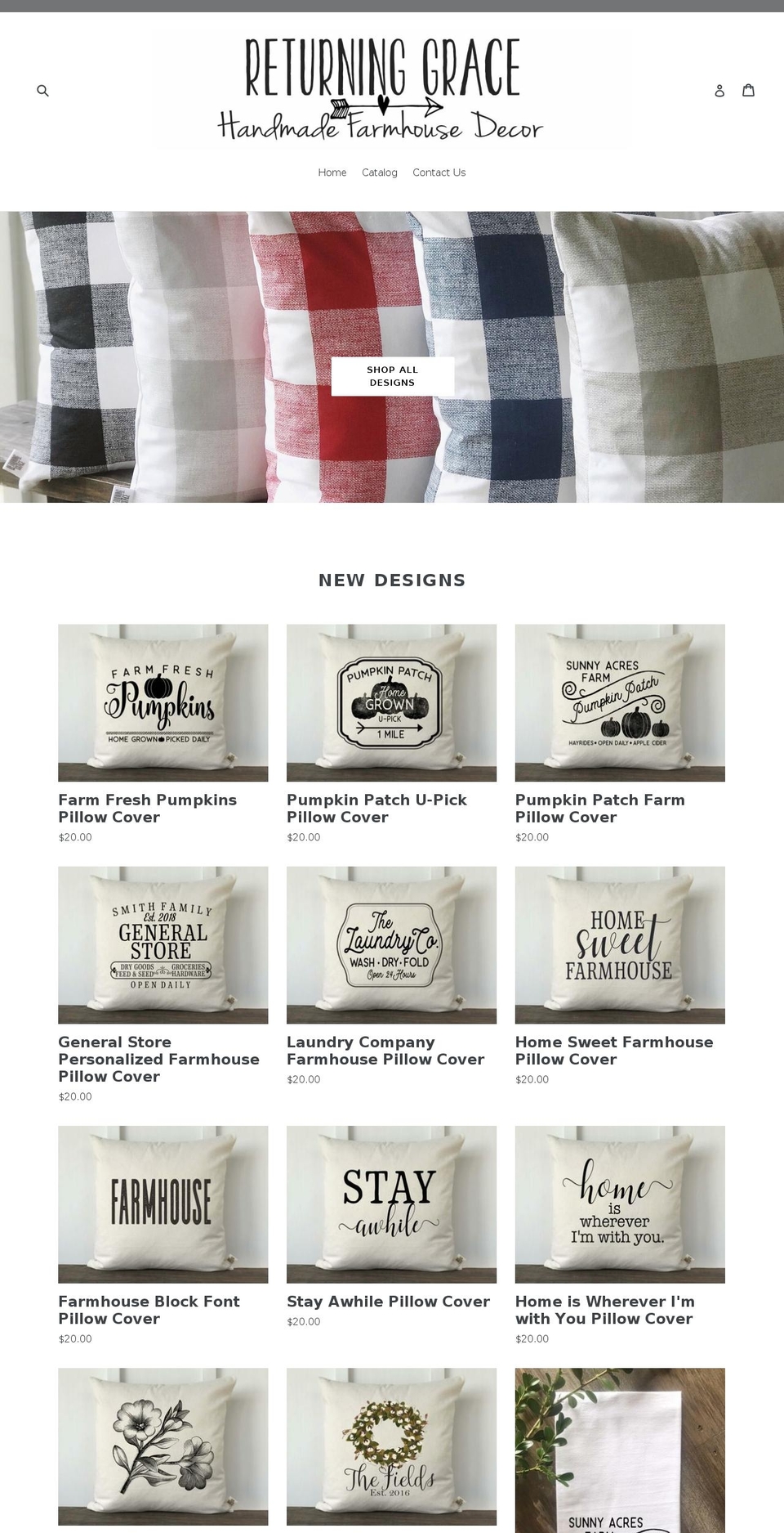 returning-grace-designs.com shopify website screenshot