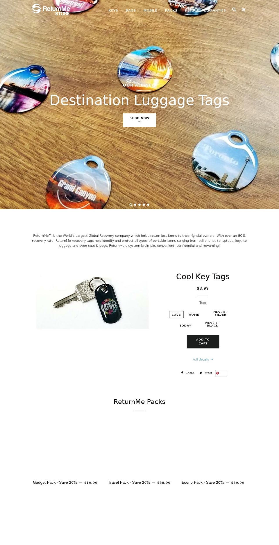 returnmetags.com shopify website screenshot