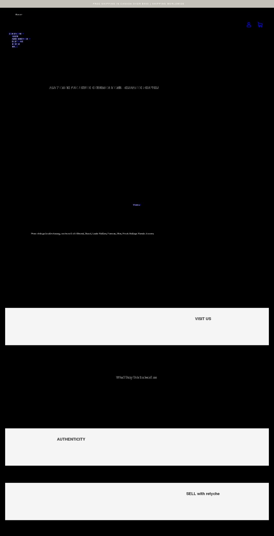 retyche.com shopify website screenshot