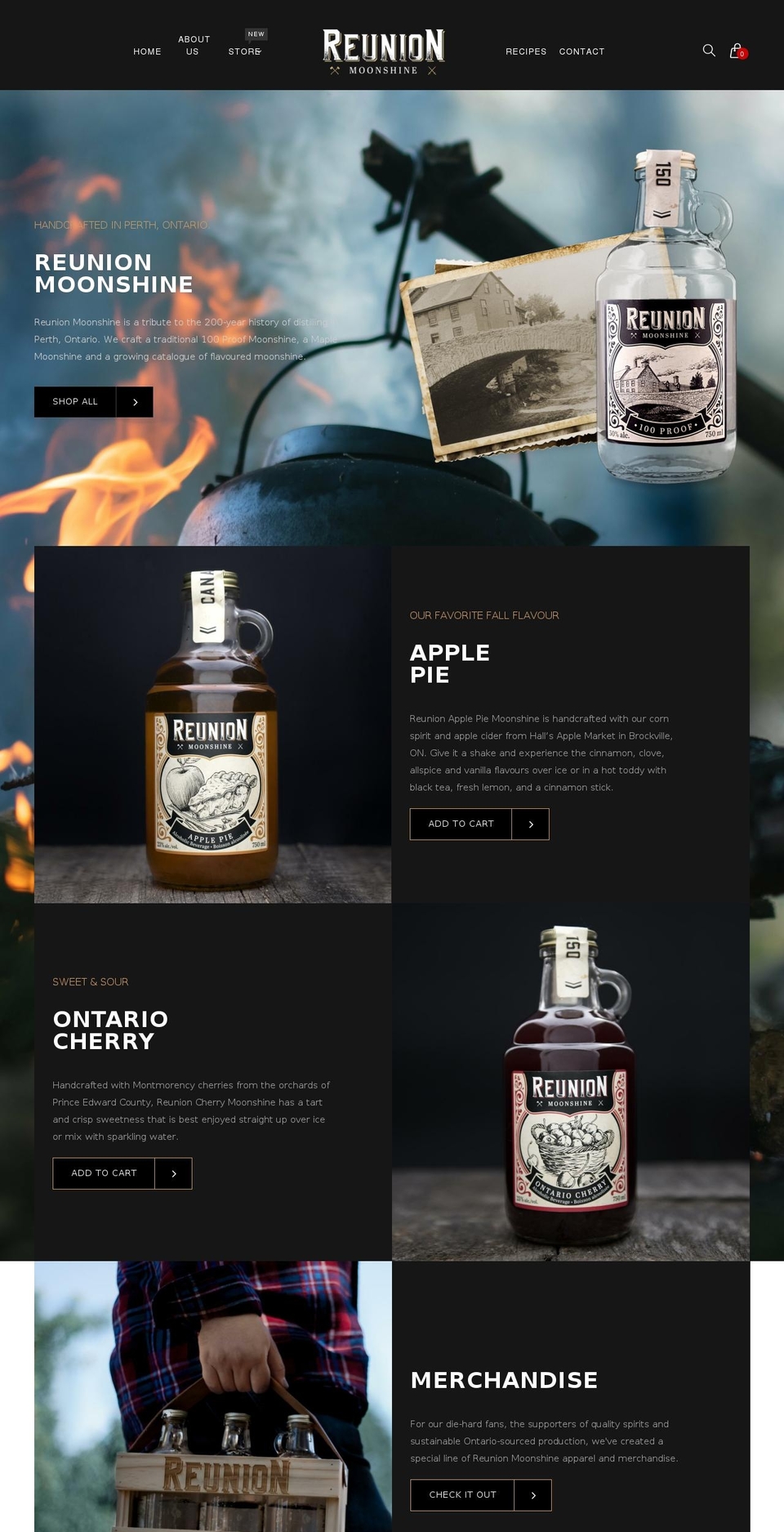 reunionmoonshine.com — Shopify storefront screenshot