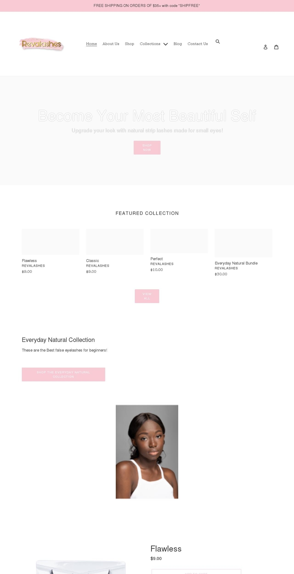 revalashes.com shopify website screenshot