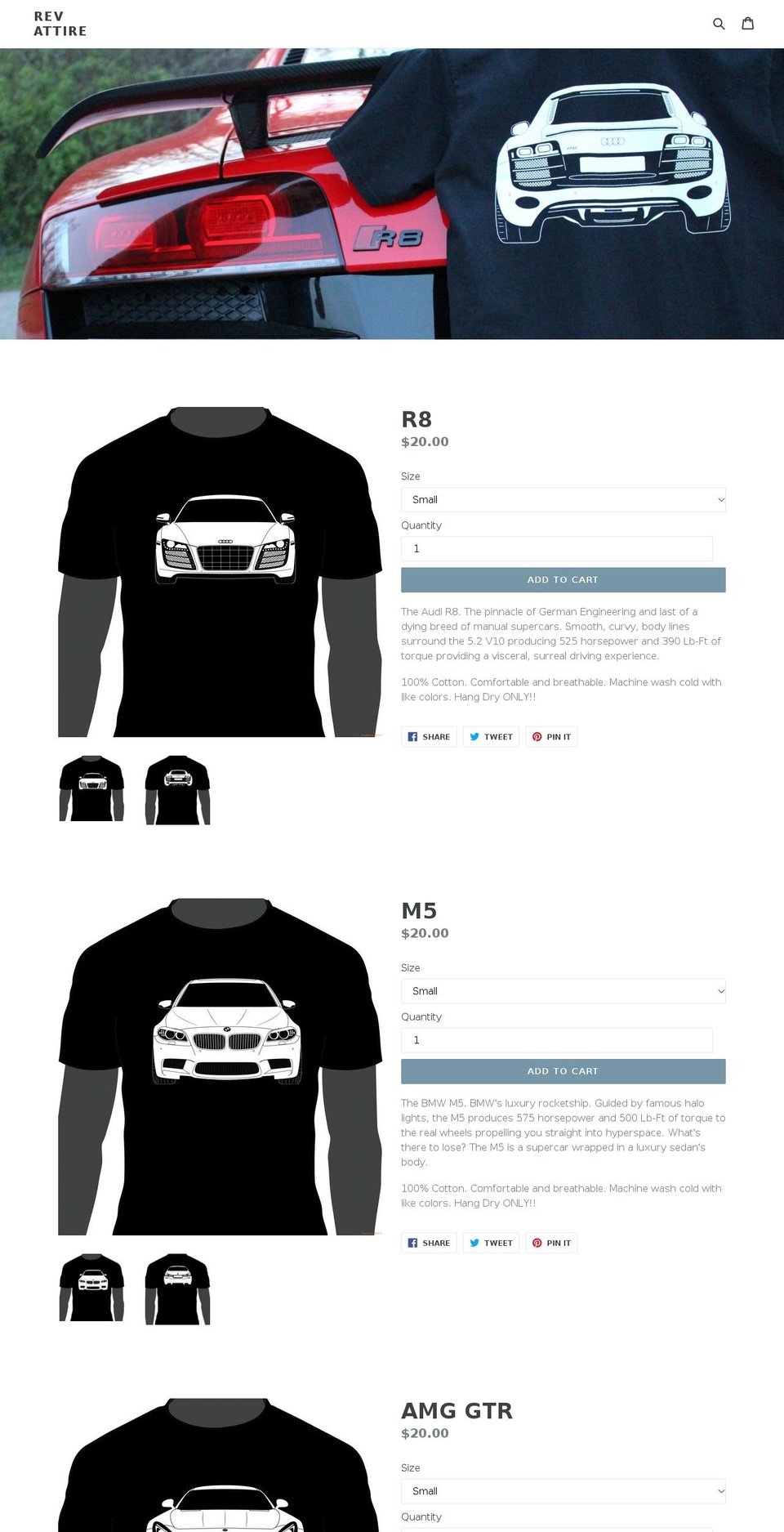 revattire.com — Shopify storefront screenshot