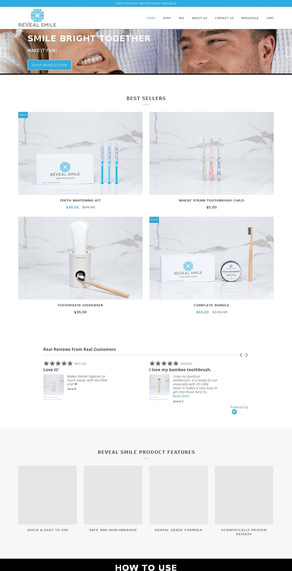 revealsmile.com shopify website screenshot