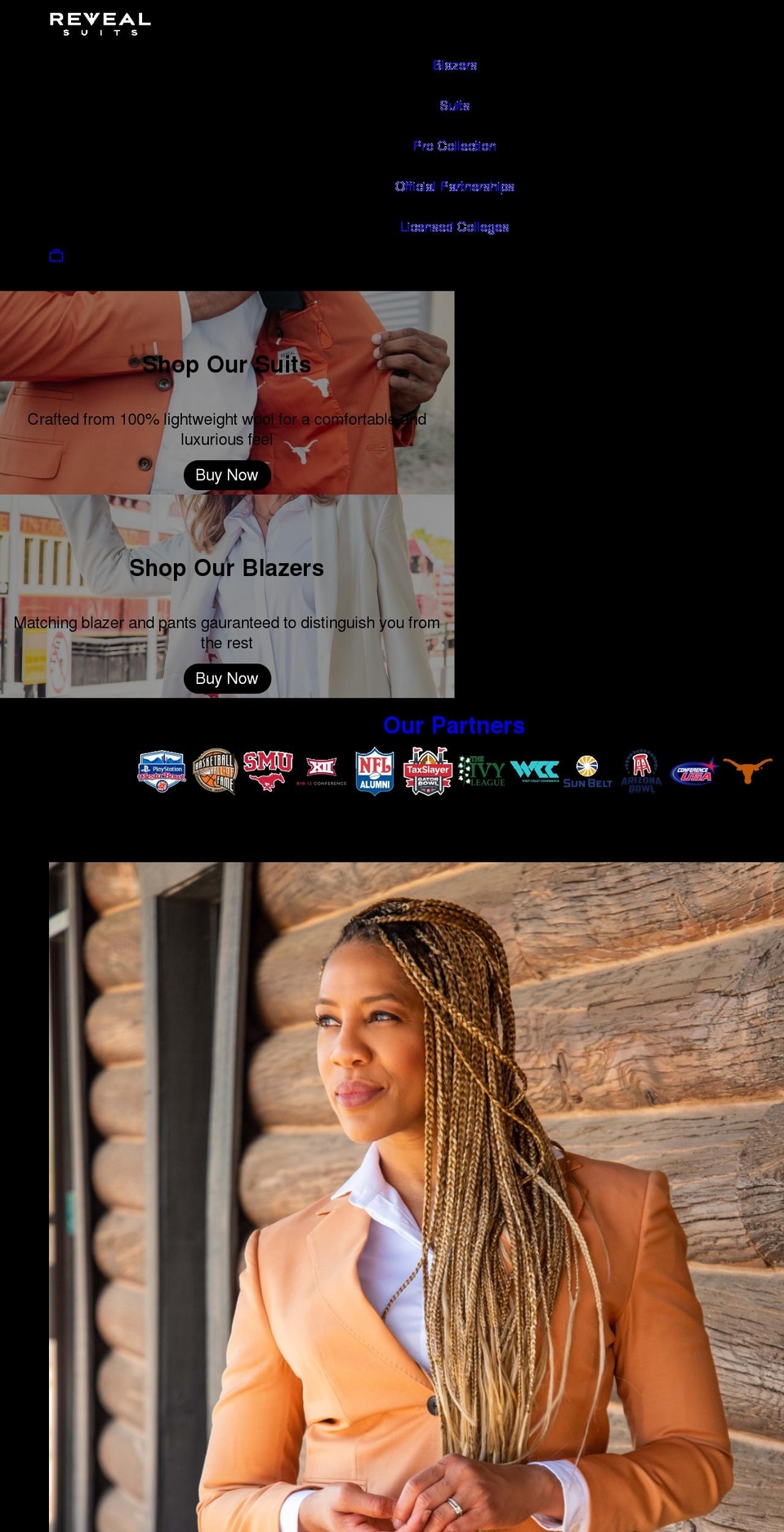 revealsuits.com shopify website screenshot