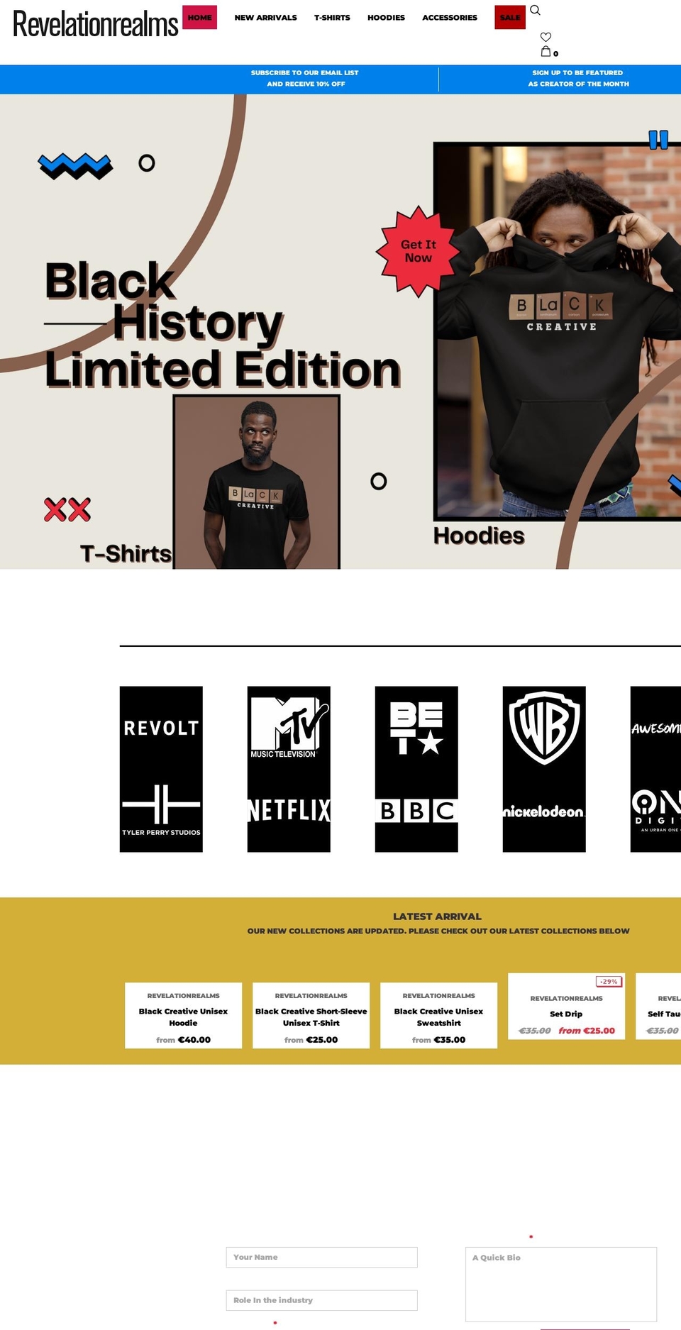 revelationrealms.com shopify website screenshot