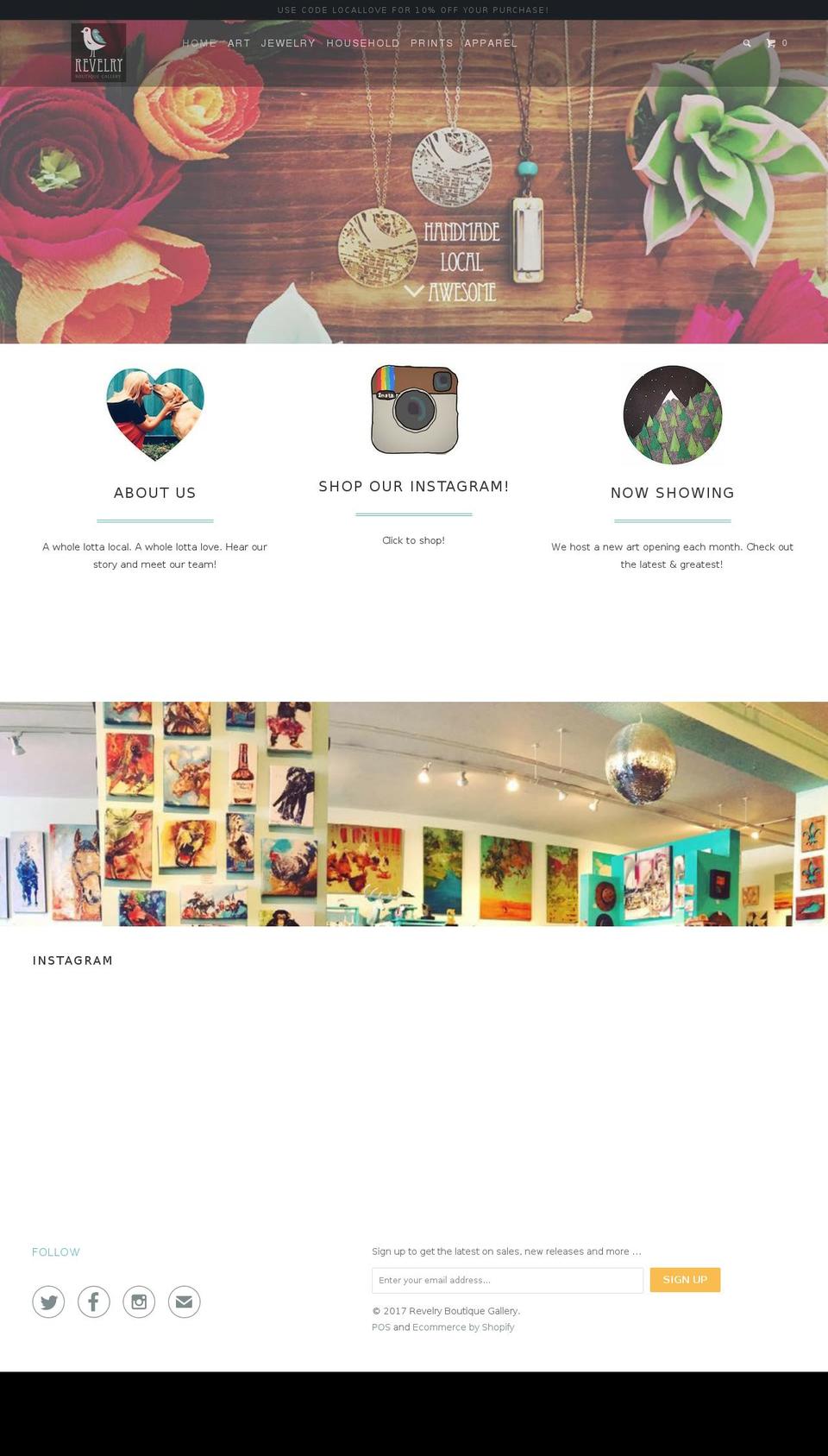 revelrygallery.com shopify website screenshot
