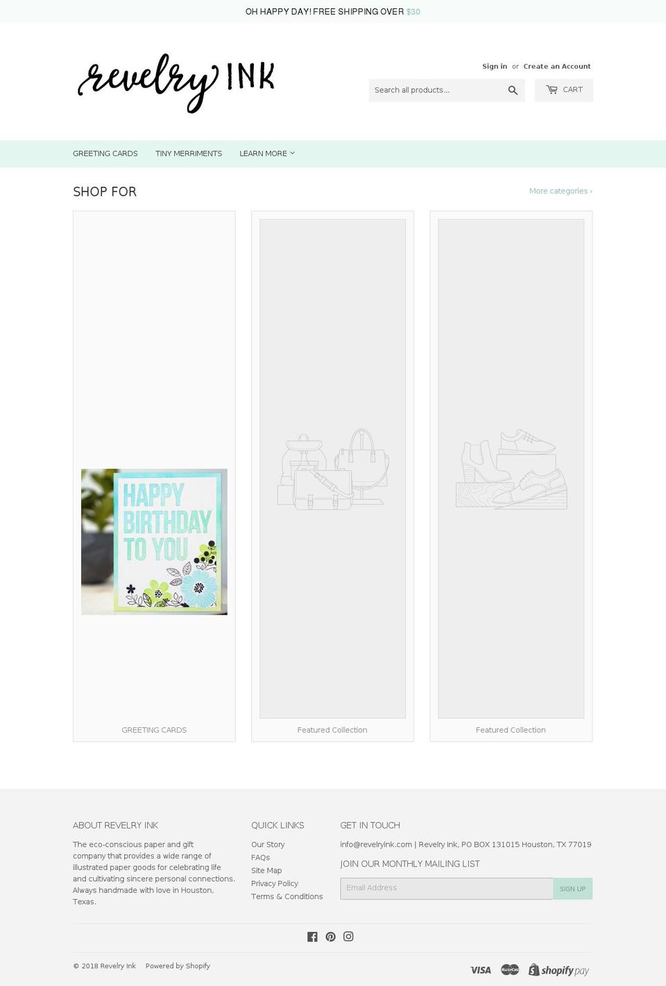revelryink.com — Shopify storefront screenshot