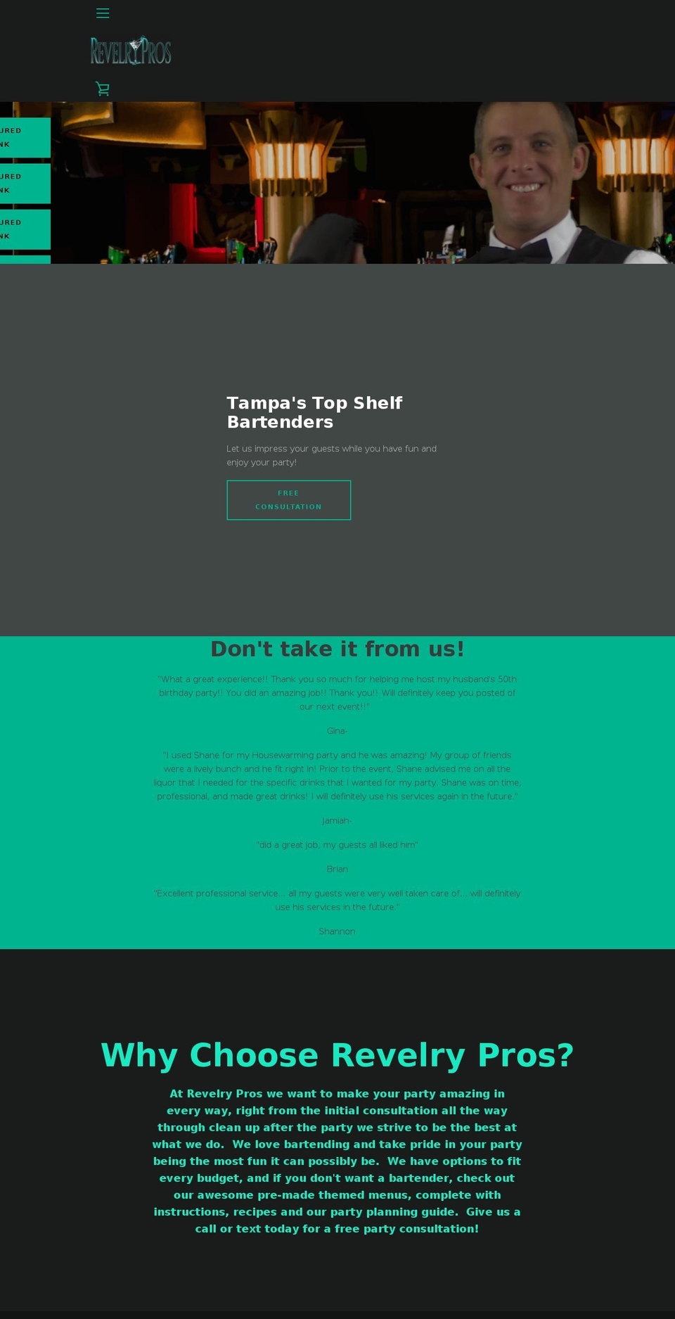 revelrypros.com — Shopify storefront screenshot