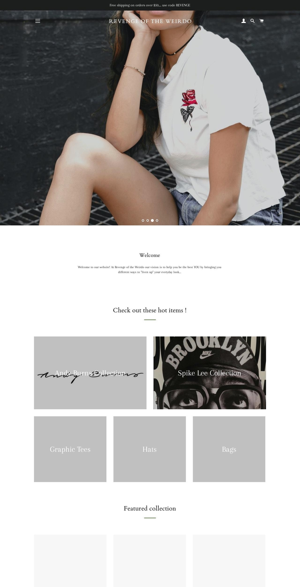 revengeoftheweirdo.com shopify website screenshot
