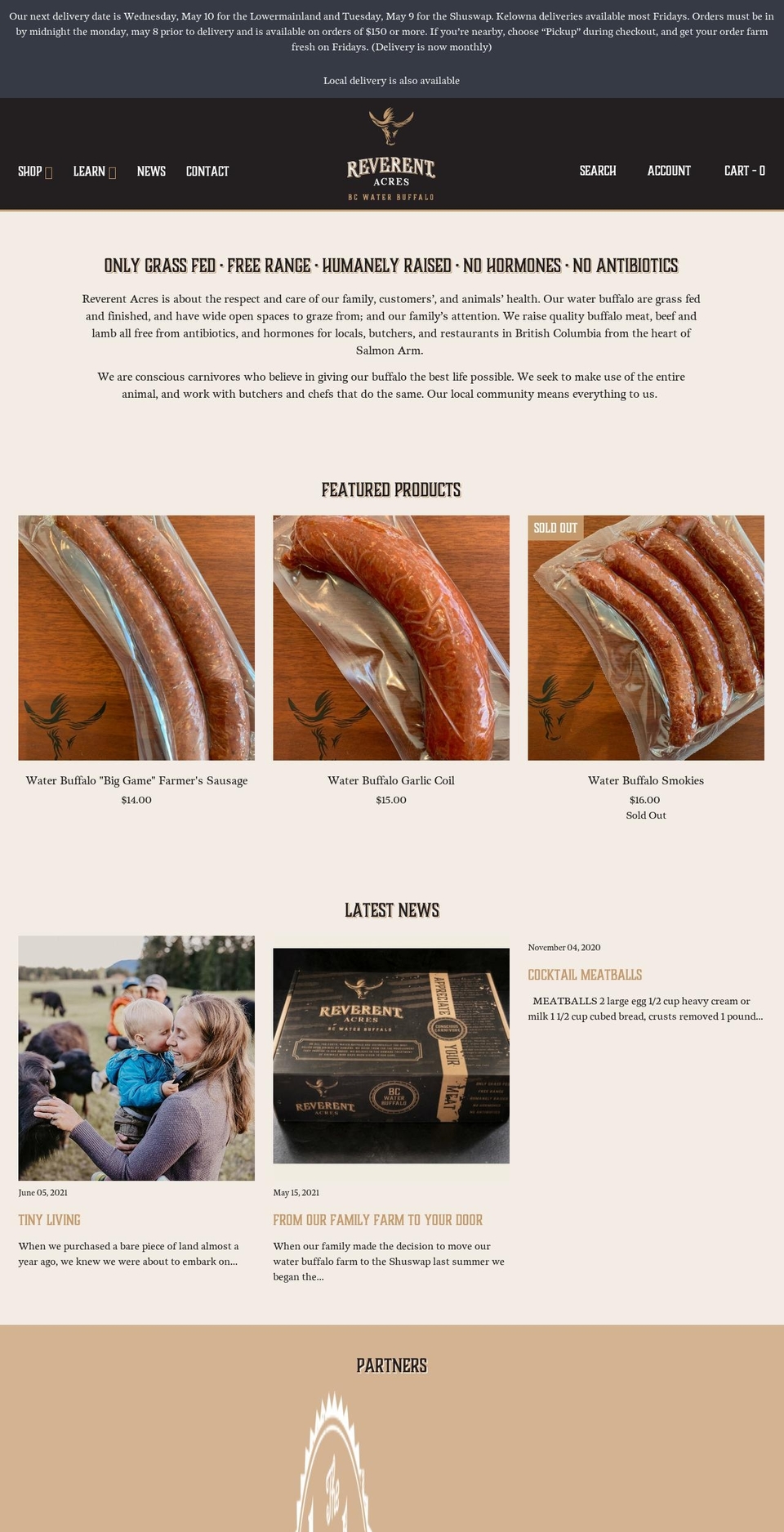 reverentacres.ca shopify website screenshot