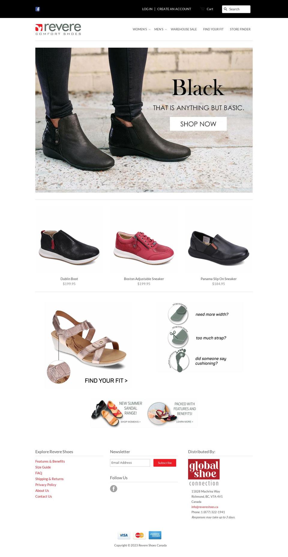 revereshoes.ca shopify website screenshot